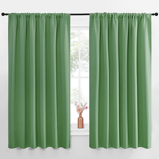 NICETOWN Blackout Curtains for Bedroom, Blackout Curtain Panels, Froest Green, 1 Pair, 70 by 63-inch, Window Treatment Energy Saving Thermal Insulated Solid Rod Pocket Blackout Drapes/Draperies