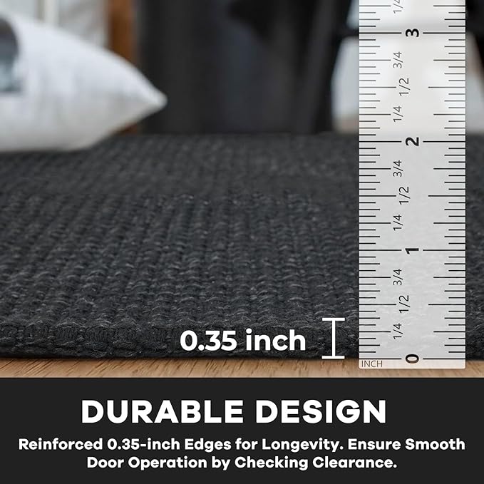 KOZYFLY Extra Long Runners for Hallways 3x14 ft Washable Kitchen Runner Non Slip Rubber Backed Hallway Rug Cotton Entryway Runner Rug Floor Carpet for Indoor Hall, Kitchen, Stair, Black/Dark Grey
