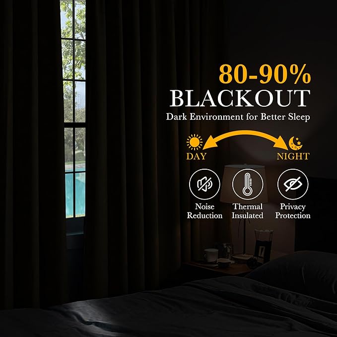 PONY DANCE Blackout Curtains Thermal Insulated Window Treatment Panels Room Darkening Blackout Drapes for Living Room Back Tab/Rod Pocket Bedroom Draperies (2 Panels, Light Taupe, 52x45 Inch)