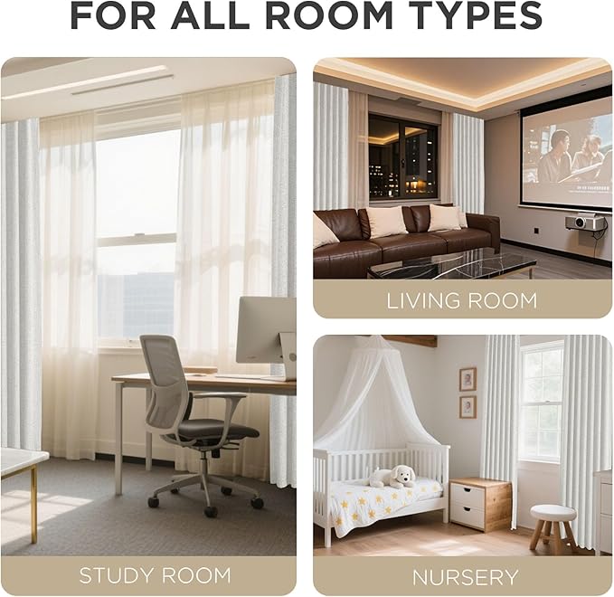 Joydeco Linen Blackout Curtains for Bedroom - 100% Light Blocking 1 Panels, White Drapes 100" W x 108" L, Thermal Insulated Room Darkening Curtains for Living Room, Rod Pocket & Back Tabs