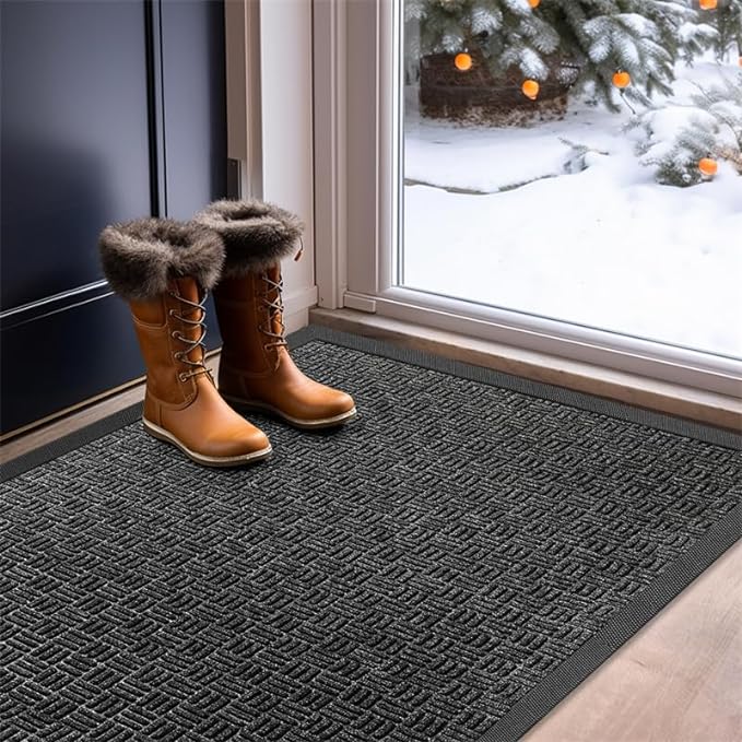 Mibao Front Door Mat, Heavy Duty Durable Welcome Mat for Outdoor Indoor, Dirt Trapper Waterproof Super Absorbent Door Mat for Entryway Outside Patio Porch, 73" x 46", Gray