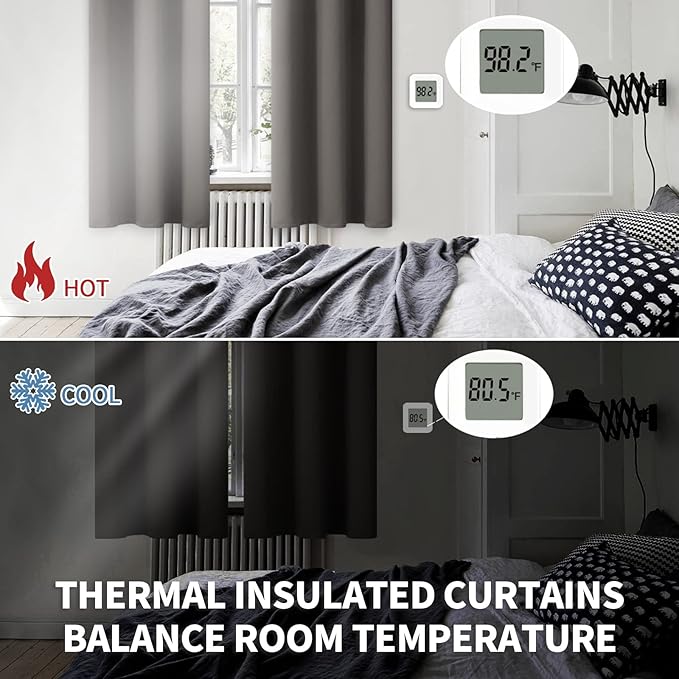 BGment Blackout Curtains for Bedroom - Grommet Thermal Insulated Room Darkening Curtains for Living Room, Set of 2 Panels (52 x 63 Inch, Grey)