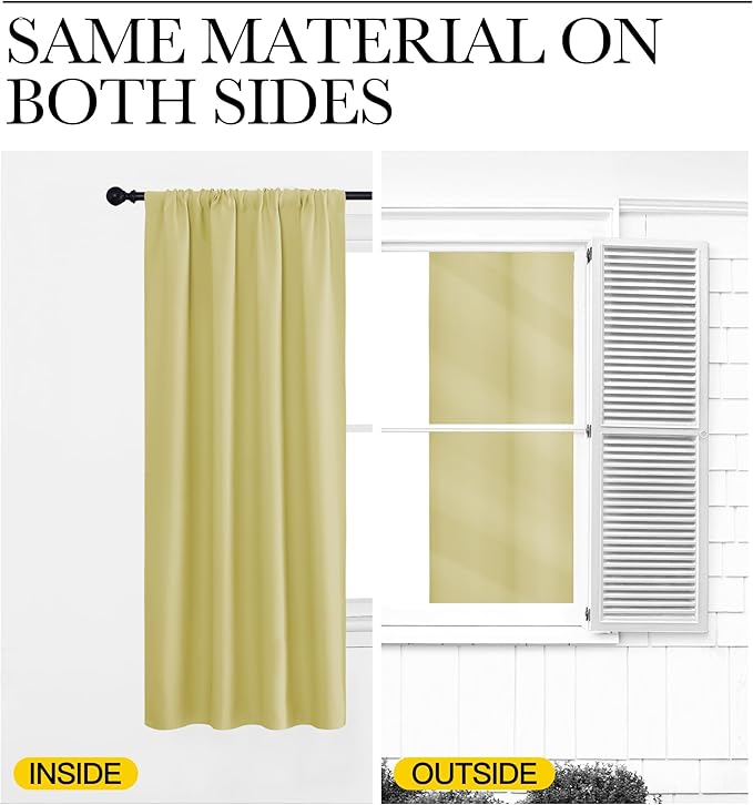 NICETOWN RV Blackout Curtains for Camper Windows, Paler Yellow, 34" x 30", Set of 2, Kitchen Curtains, Short Blackout Drapes, Thermal Insulated Rod Pocket Window Treatment Draperies for Nursery
