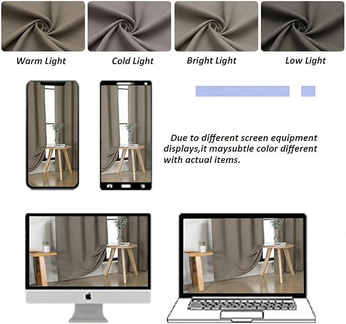 Simplebrand Ava Latte Blackout Curtains for Bedroom 96 Inches Long 2 Panels, Solid Thermal Insulated, Energy Saving Nursery Window Treatment Curtains Blackout Drapes, W40 x L96 Inch, Latte