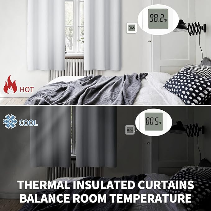 BGment Room Darkening Curtains 84 Inches Long - Grommet Thermal Insulated Drapes Window Treatment Curtains for Bedroom, 2 Panels, 52 x 84 Inch, Greyish White