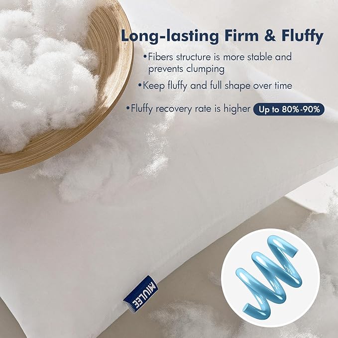 MIULEE Throw Pillows Inserts, 14x36 Inch 100% Virgin Fiber Filling Bed Couch Pillows