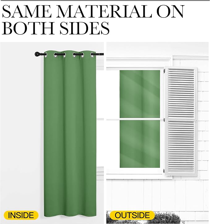 NICETOWN Blackout Window Curtains 80 inch Long, 2 Panels, 34 inch, Forest Green, Grommet Top Room Darkening Thermal Insulated Solid Vertical Drapes for Bedroom/Kid Room