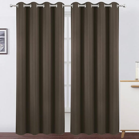 LEMOMO Blackout Curtains 66 x 84 inch/Chocolate Brown Curtains Set of 2 Panels/Thermal Insulated Room Darkening Bedroom Curtains