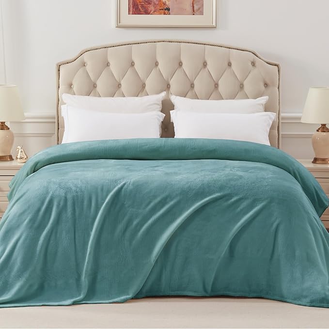 Exclusivo Mezcla Fleece Blanket Twin Size for Bed, Super Soft and Warm, All Season, Cozy, Plush, Lightweight, 60x80 Inches Celadon