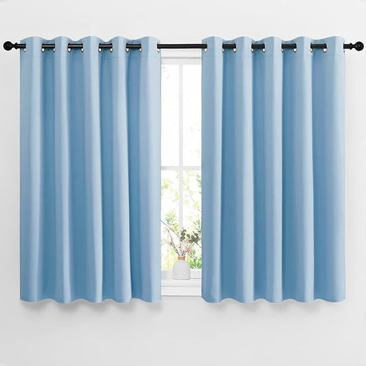 NICETOWN Blackout Curtains 54 Long - Window Treatment Thermal Insulated Solid Grommet Blackout Curtains/Panels/Drapes for Bedroom (Blue, Set of 2, 66 by 54 Inch)