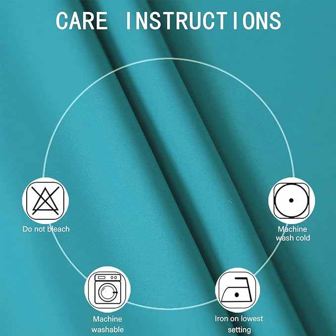LEMOMO Blackout Curtains 52 x 90 Inch Long Teal Curtains Set of 2 Panels Room Darkening Curtains for Bedroom and Living Room