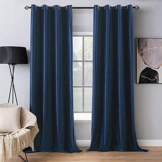 MIULEE 2 Panels Blackout Velvet Curtains Solid Soft Grommet Royal Blue Curtains Thermal Insulated Soundproof Room Darkening Curtains/Drapes/Panels for Living Room Bedroom 52 x 90 Inch
