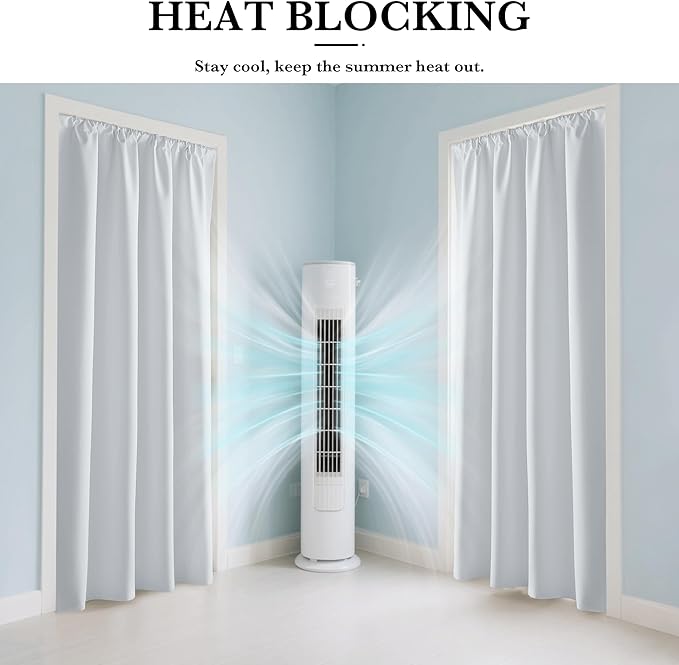 RYB HOME White 100% Blackout Curtains, Thermal Insulated Heat & UV Blocking Total Room Darkening Privacy Drapes for Bedroom Dining Living Room, Width 34 by Length 80, White, 2 Panels