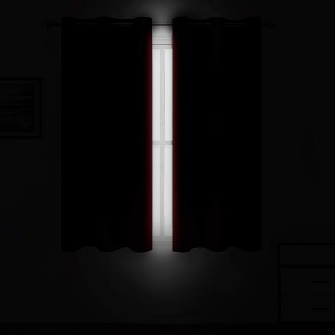 LEMOMO Red Blackout Curtains 34 x 54 Inch Length/Set of 2 Curtain Panels/Thermal Insulated Room Darkening Blackout Curtains for Bedroom
