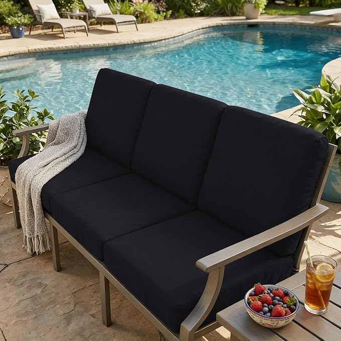 hyha Milk Silk Couch Cushion Covers, Soft Magic Sofa Covers Washable for Cushion Couch, Stretch Sectional Outdoor Cushion Covers for Patio Furniture with Elastic Bottom(Small, Black)