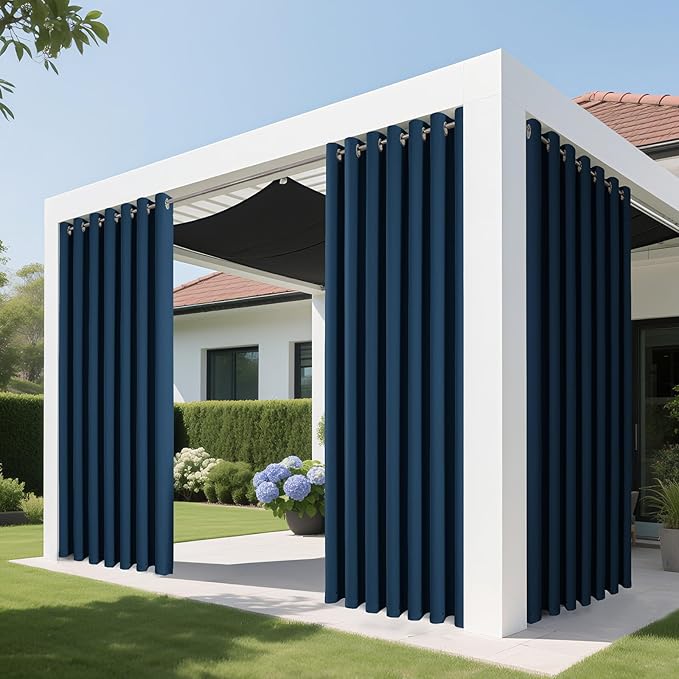 Joydeco Blackout Patio Sliding Door Curtains 90 Inches Long, Grommet Privacy Room Divider Curtains, Extra Wide Thermal Blackout Drapes for Bedroom Living Room (Navy Blue, 70Wx90L, 1 Panel)
