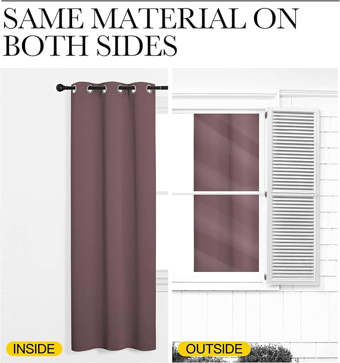 NICETOWN Dry Rose Room Darkening Curtains for Kitchen, Set of 2, 42 inches Wide by 48 inches Long, Window Treatment Thermal Insulated Solid Grommet Room Darkening Curtains/Drapes for Bedroom