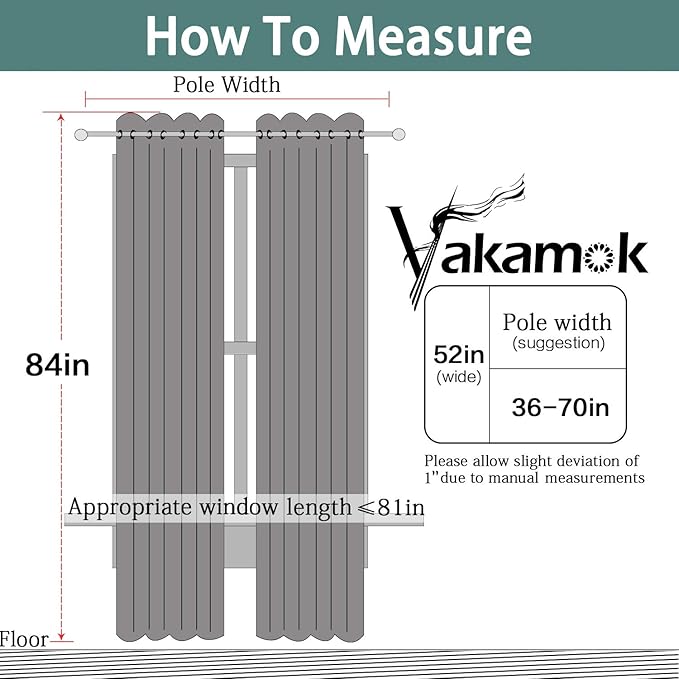 Yakamok 2 Panels Thermal Insulated Grommet Light Blocking Blackout Curtains with 2 Ties for Bedroom/Living Room (52Wx84L, Chocolate Brown)