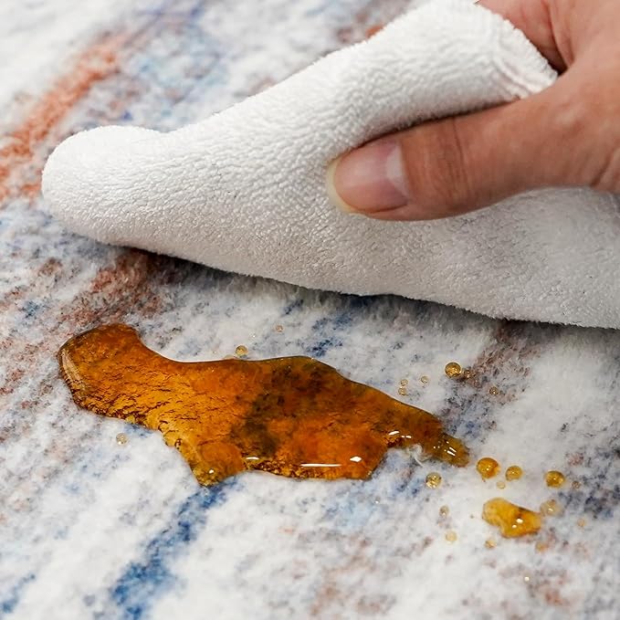 3x16 Washable Hallway Runner Rug: Extra Long Runners for Entryway Living Room Dining Room - Stain and Water Resistant Rugs with Non-Slip Backing - Soft Low-Pile Carpet 16ft Navy Grey
