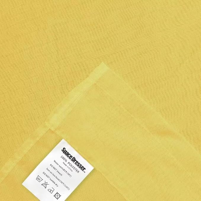 SpaceDresser Yellow Sheer Curtains 4 Panels Rod Pocket Semi-Sheer Curtain 96 Inches Long Light Filtering Voile Window Drapes for Bedroom Living Room Kitchen, Each 52W x 96L
