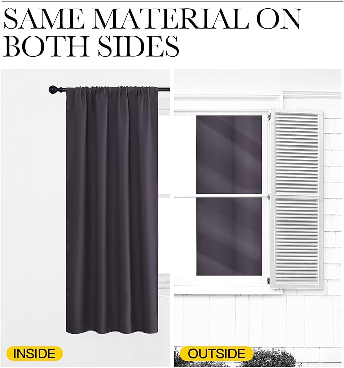NICETOWN RV Bunk Curtains, Greyish Purple, 2 Panels, W42 x L30 -Inch, Kitchen Window Curtains Over Sink, Thermal Insulated Rod Pocket Blackout Blinds & Drapes for Small Windows
