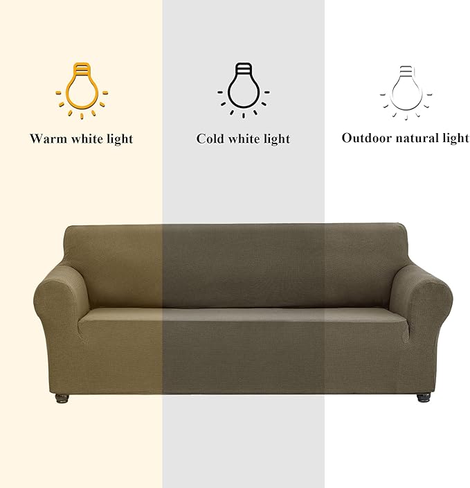 Joccun Stretch Loveseat Couch Cover Slipcover, 1-Piece Sofa Cover for 2 Cushion Couch Spandex Jacquard Washable Furniture Protector Cover for Living Room,Kids,Pets（Loveseat,Fossil）