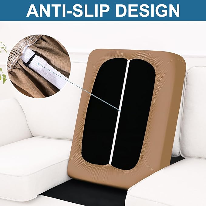 Smiry Printed Couch Cushion Covers, Stretch Soft Couch Covers for Sofa, Washable Non-Slip Sofa Slipcover Furniture Protector for Indoor and Outdoor (2 Pack, Camel)