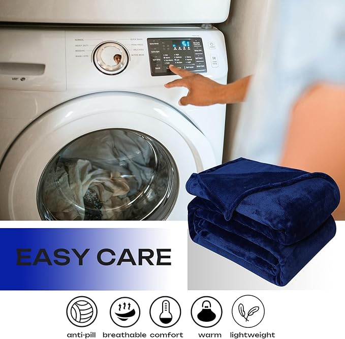 Fleece Plush Throw Blanket Navy Blue(50 by 60 Inches),Super Soft Fuzzy Cozy Flannel Blanket for Couch Sofa.Microfiber Blanket Lightweight