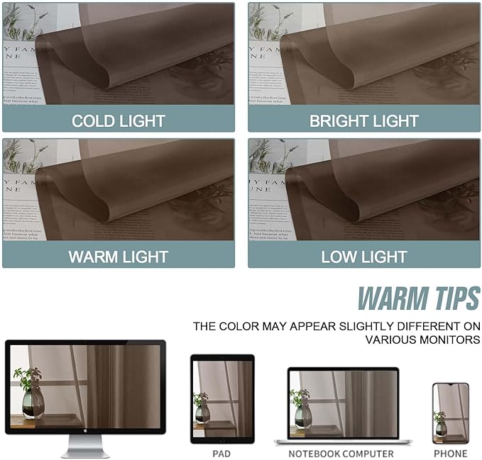 Chocolate Sheer Curtains for Window 96 Inches Long 2 Panels Set, Soft Airy Light Filtering Voile Sheer Curtains for Living Room Bedroom, Dual Rod Pocket Elegant Window Drapes, 2x42Wx96L Inches