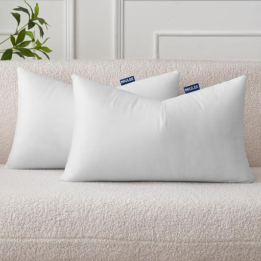 MIULEE Set of 2 Throw Pillow Inserts 12x24 Inches, Nowoven Decorative Pillow Inserts for Living Room