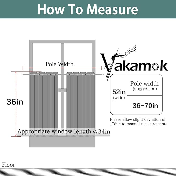 Yakamok Room Darkening Window Curtains for Kitchen, Thermal Insulated Grommet Window Drapes for Bedroom Basement, Pure White, 52W x36L, 2 Panels