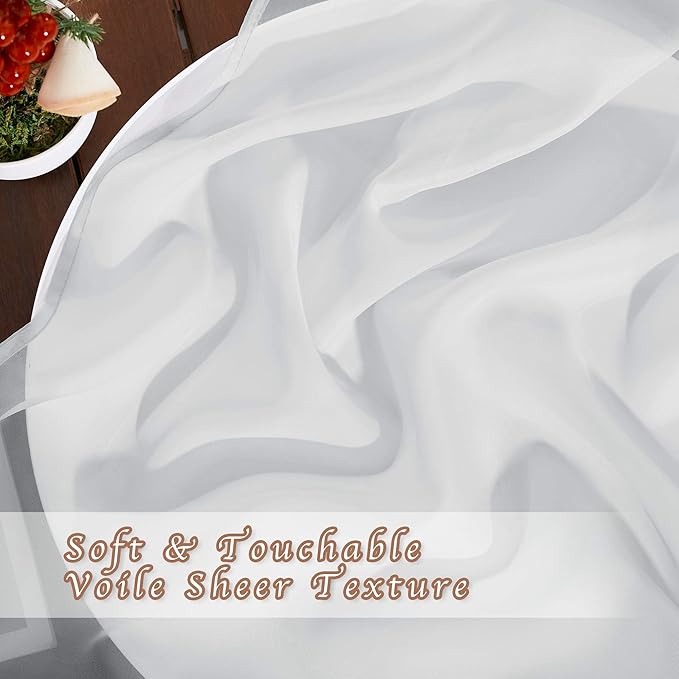 NICETOWN Light Gray Sheer Curtains - Simple Design Window Treatment Ring Top Voile Panels for Girls Room (2-Pack, W54 x L72)