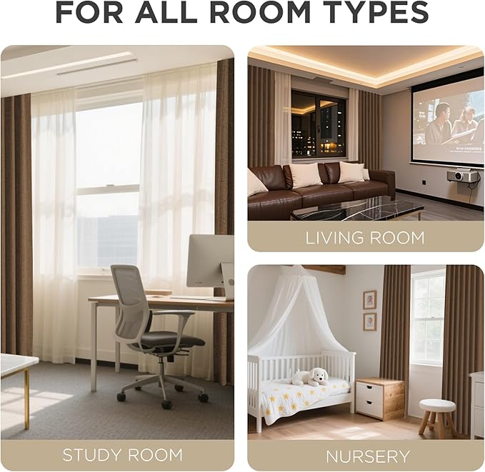 Joydeco Blackout Curtains for Bedroom - 100% Light Blocking 2 Panels Cappuccino Drapes 42" W x 90" L, Thermal Insulated Room Darkening Curtains, Linen Textured for Living Room, Rod Pocket & Back Tabs