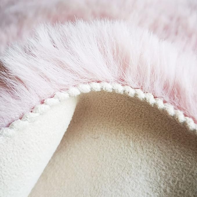 Ghouse Ultra Soft Faux Rabbit Fur Rug, Machine Washable Area Rugs for Bedroom Fluffy Rugs for Living Room, No-Shedding Carpet Sheepskin Runner Rugs Pink 2x10 Feet