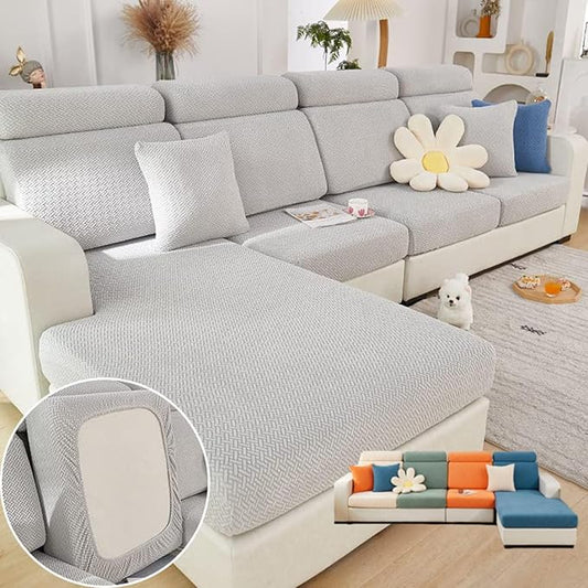 Soothing Home Sofa Covers, Sofa Hero Covers, Wear-Resistant Universal Couch Covers Washable Stretch Sectional Couch Cushion Covers (Light Grey,Large Single Seat Cover)