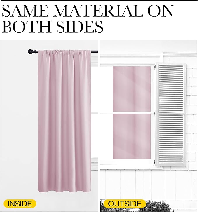 NICETOWN Blackout Curtains for Girls Room - Nursery Essential Thermal Insulated Solid Rod Pocket Top Blackout Drapes (Lavender Pink=Light Pink, 1 Pair, 42 x 45 Inch)