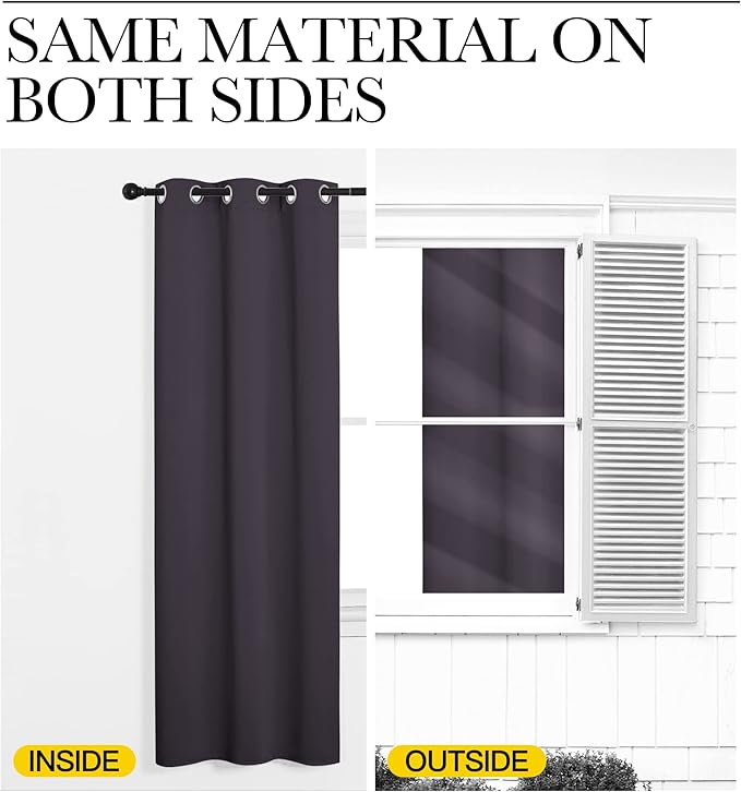 NICETOWN Blackout Curtain Panels for Bedroom, 2 Panels, W42 x L60 inches, Greyish Purple, Thermal Insulated Grommet Top Blackout Draperies and Drapes