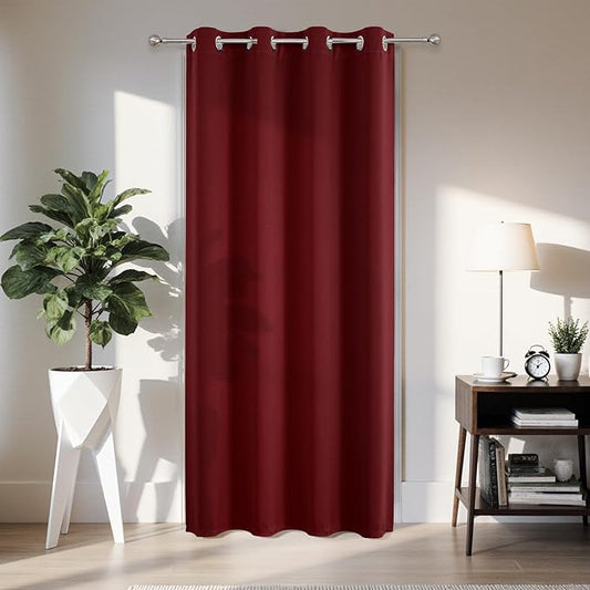 Joydeco Blackout Door Curtain for Doorway Privacy 90 Inches Long, Grommet Closet Curtain for Open Closet, Room Divider for Bedroom Living Room (Burgundy Red, 52Wx90L, 1 Panel)