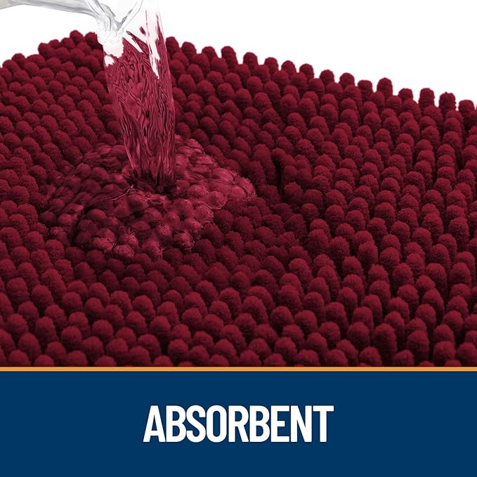 OLANLY Dog Door Mat for Muddy Paws 40x32, Absorbs Moisture and Dirt, Absorbent Non-Slip Washable Doormat, Quick Dry Chenille Mud Mat for Dogs, Entry Indoor Entryway Carpet for Inside Floor, Burgundy