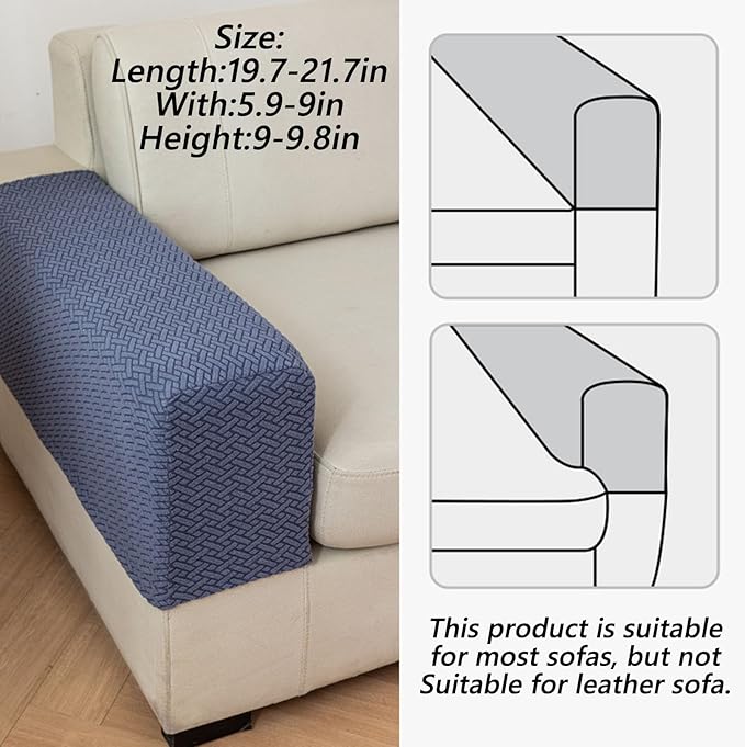 Soothing Home Sofa Covers, Sofa Hero Covers, Wear-Resistant Universal Couch Covers Washable Stretch Sectional Couch Cushion Covers (Blue,Arm Rest Covers 2pcs)