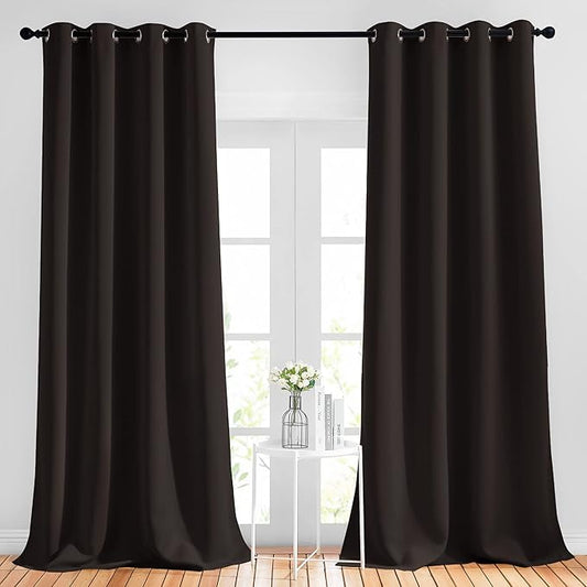 NICETOWN Blackout 102 inch Curtains for Living Room, Grommet Thermal Insulated Room Darkening Curtains for Bedroom/Living Room, 2 Panels, W52 x L102, Toffee Brown