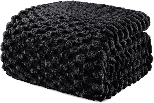 Exclusivo Mezcla Fleece King Blanket for Bed, Extra Large Fuzzy Black Bed Blankets, Soft Cozy Plush Sofa Throws for All Seasons, 90x104 Inches