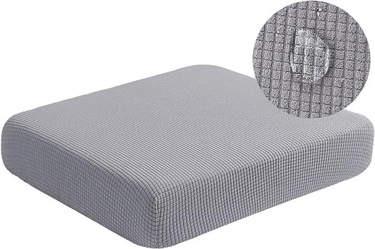 Water Repellent Couch Cushion Covers, High Stretch Sofa Cushion Slipcovers, Furniture Protector for Living Room, Washable Sofa Seat Slipcover, 1 Seater Settee (Chair Cushion, Light Gray)