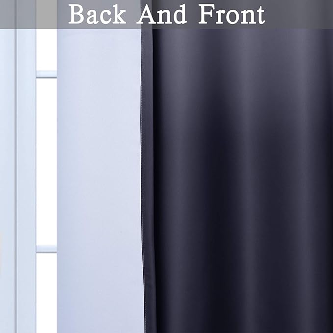 SimpleHome 84 Inch Long Ombre Blackout Curtains Gradient White and Black Room Darkening Eyelet Top Panels Thermal Insulated Grommet Window Drapes for Living Room/Bedroom (Black, 52W x 84L / 2 Panels)