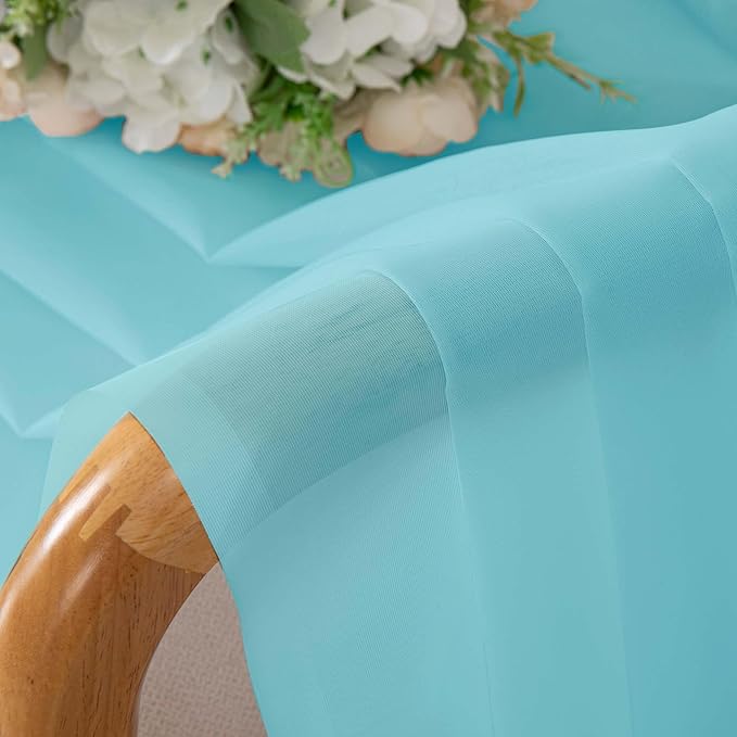 OWENIE Aqua Kitchen Sheer Curtains for Bedroom Living Room 45 Inch Length, Bedroom, Soft Solid Light Filtering Voile Short Sheer Curtain for Small Window, 42" W x 45" L, Aqua