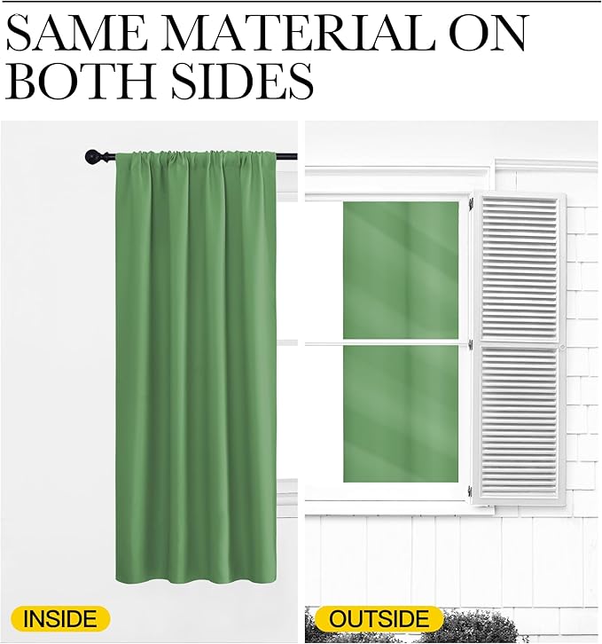 NICETOWN Blackout Curtains for Living Curtains, Froest Green, 1 Pair, 34-inch W x 84-inch L, Home Decorations Thermal Insulated Solid Pole Top Blackout Drapes for Living Room