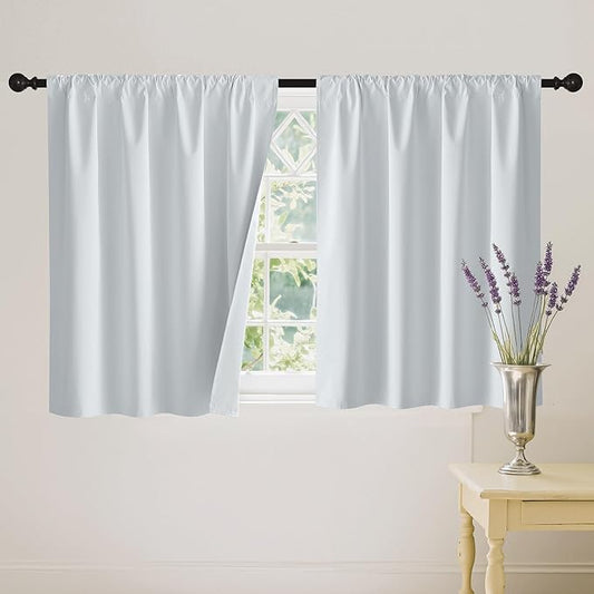 RYB HOME White 100% Blackout Curtains, Thermal Insulated Heat & UV Blocking Total Room Darkening Privacy Drapes for Bedroom Dining Living Room, Width 42 by Length 54, White, 2 Panels