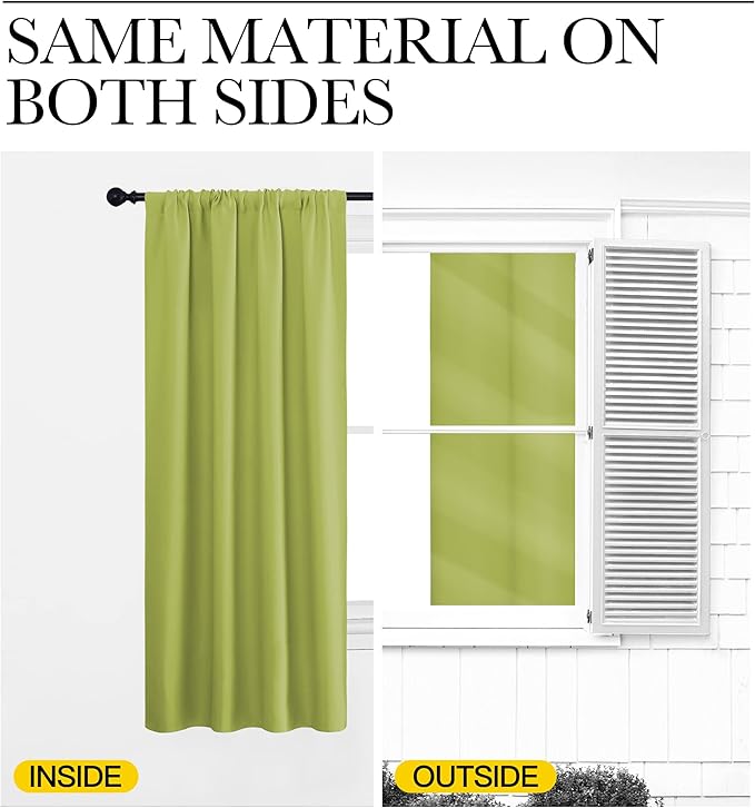 NICETOWN RV Blackout Curtains for Camper Windows, Fresh Green, 34" x 30", Set of 2, Kitchen Curtains, Short Blackout Drapes, Thermal Insulated Rod Pocket Window Treatment Draperies for Nursery