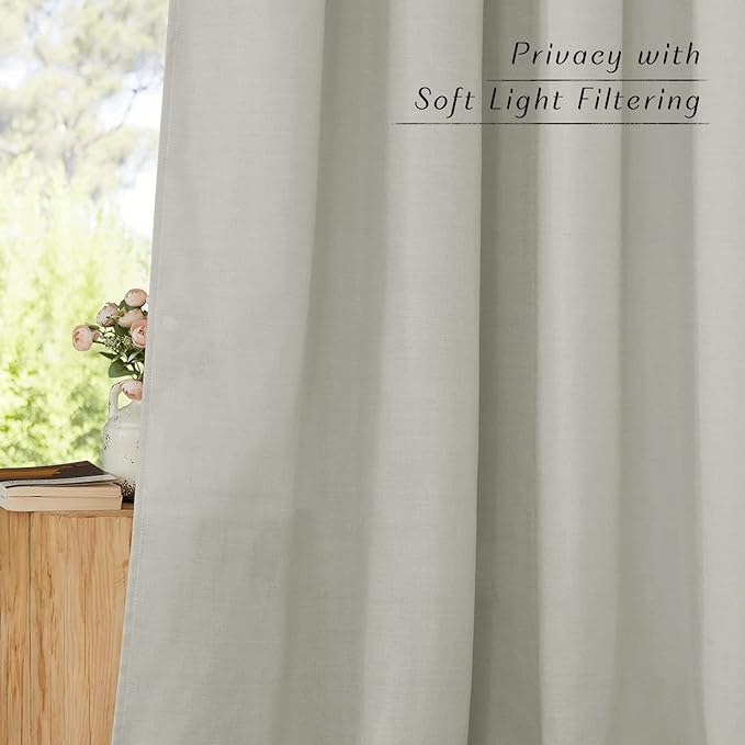NICETOWN Gray Linen Kitchen Window Curtains Over Sink, Grommet Thick Linen Gray Short Window Treatments Privacy Assured with Light Filtering for Bedroom/Bathroom, W34 x L36, 2 Panels