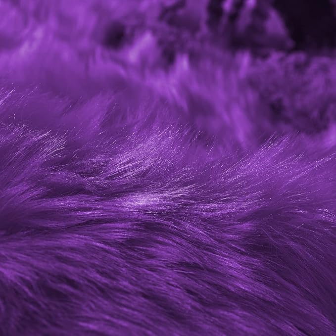 Goolela Purple Fluffy Circle Rug 3ft Faux Fur Rug for Bedroom Dorm Playroom Fuzzy Furry Small Plush Room Décor Washable
